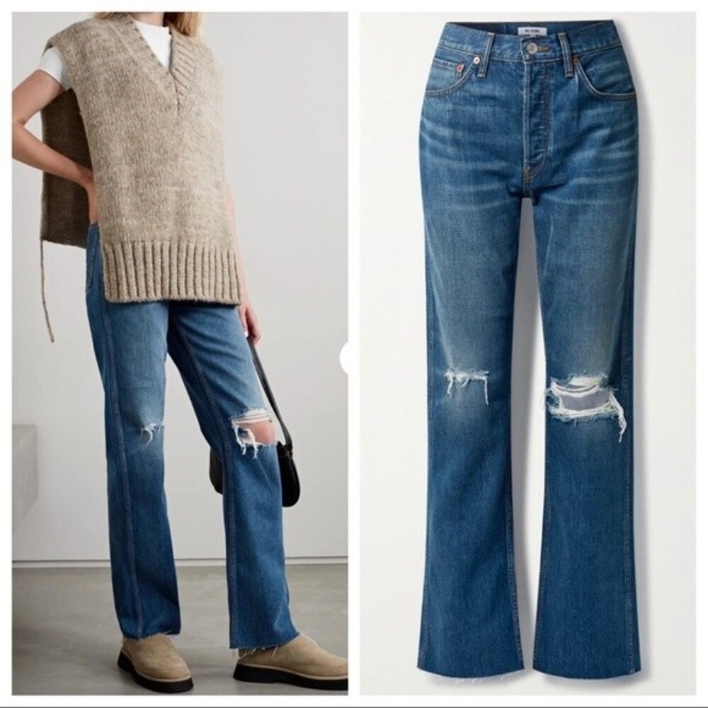 NWT RE/DONE 90s High Rise Loose Jeans Medium Wash 100% Cotton Size 31
